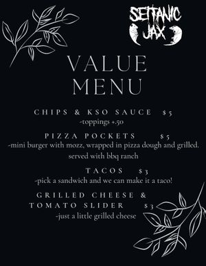 Our new value menu--ask about it at our pop ups:) at Seitanic Jax in Jacksonville