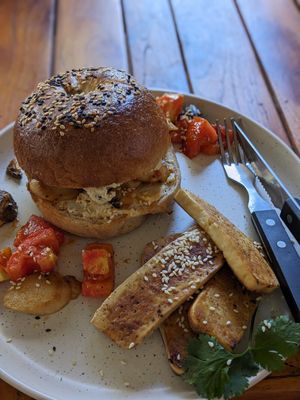 Tomato Mushroom Bagel 🥯 at Lazy Bird in Koh Lanta