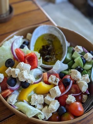Greek Salad with vegan Feta 🥗 at Lazy Bird in Koh Lanta