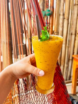 Mango passionfruit smoothie  at Lazy Bird in Koh Lanta