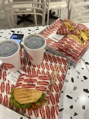 Local speciality - curry burger and fries and double smash burger and fries  at Rightside Fast Food - Mont Kiara in Kuala Lumpur