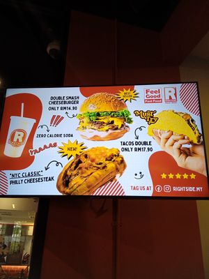 Some of the menu at Rightside Fast Food - Mont Kiara in Kuala Lumpur