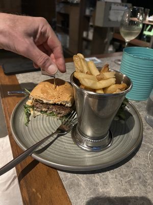Impossible burger with truffle sauce   at Privé - Botanic Gardens in Central Singapore