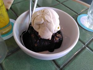 Brownie and ice cream at Privé - Botanic Gardens in Central Singapore