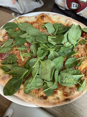 Vegan tonno with spinache  at Vapiano in Graz