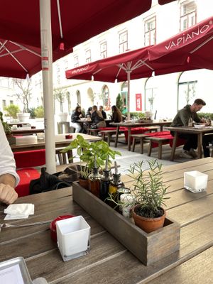 Outside seating  at Vapiano in Graz