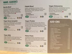 Menu  at Make in Bonn