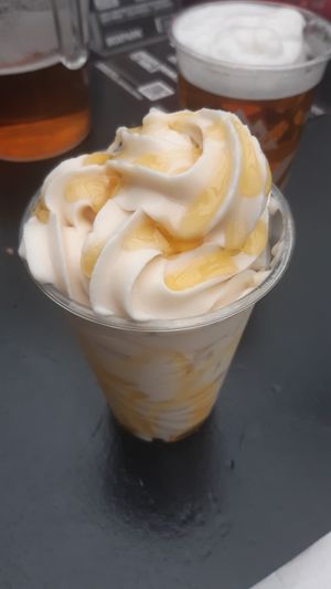 Ice cream with caramel sauce at Vegan Shack in Croydon