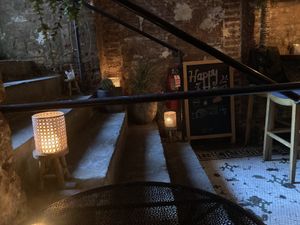 Stairs to bar: note that this is not wheelchair friendly  at seeyamañana in New York City