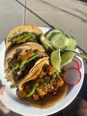 Vegan Three (3) Variety Plate w/Veggies 😃  at Vegan Vibes | Vibras Veganas - Pop Up in Richmond