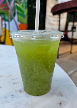 Agua fresca: cucumber, pineapple, chia seeds at Vegan Vibes | Vibras Veganas - Pop Up in Richmond