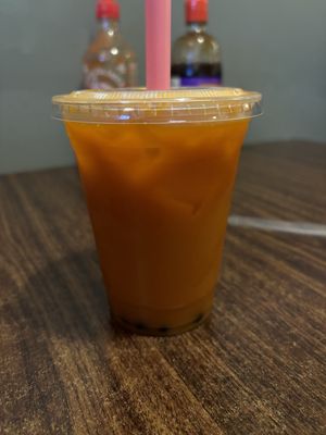 Thai iced tea w/ coconut milk and boba  at Lemongrass Vietnamese Cuisine in Leominster