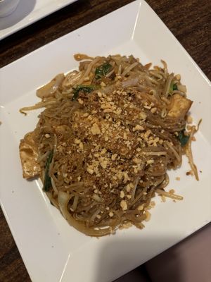 Pad thai w/ tofu (I made sure to ask for no egg or fish sauce just in case but I believe it's naturally free of those ingredients anyways)  at Lemongrass Vietnamese Cuisine in Leominster