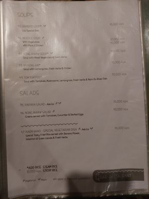 Menu at Q Bar Restaurant in Nong Khiaw