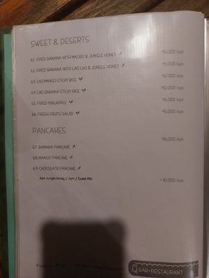 Menu at Q Bar Restaurant in Nong Khiaw