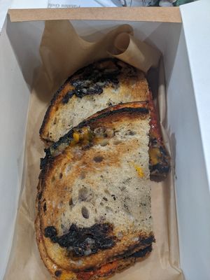 Vegan toast with mozzarella & cheddar at The House Cafe in Istanbul