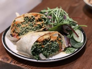Buffalo chick’n wrap  at Revelstoke Kitchen & Cafe in Toronto