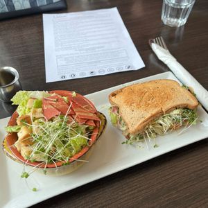 Vegan Melt, side caeser salad   at Nolaa's in St Catharines