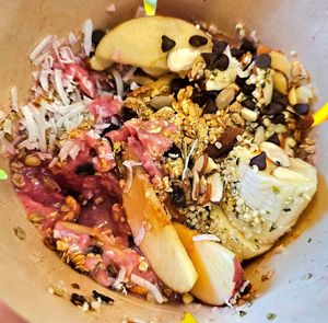 Dragon Fruit Loot Bowl toppings at Hempy's Shake and Wake in Wailuku