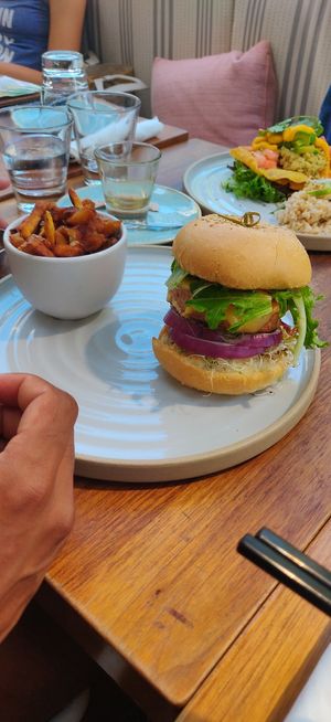 Beyond Meat Burger($20,-) at Fresh on Crawford in Toronto
