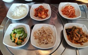 Side dishes (not sure if the kimchi is vegan) at Han-Mi in Hamburg