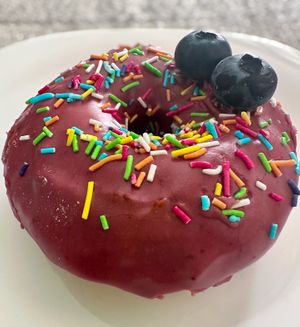 Blueberry doughnut.   at Donuterie in Prague