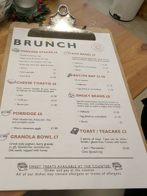 Current cafe menu at Clwb Coffi in Tonypandy