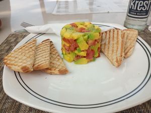 Tomato avocado salad at Tembo Bahari Restaurant in Zanzibar