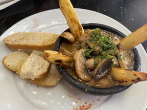 Mushroom Pil-Pil (sautéed mushrooms in olive oil and white wine) 😋  at La Casona in San Pedro De Atacama