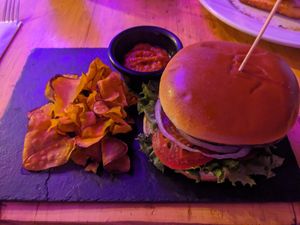 Burger with Chips/Crisps    at La Casona in San Pedro De Atacama