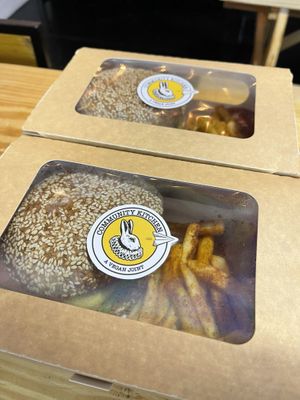 Vegan falafel burger   at The Community Kitchen in Panama City