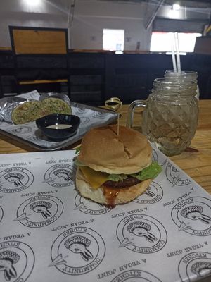 Black beans hamburguer at The Community Kitchen in Panama City