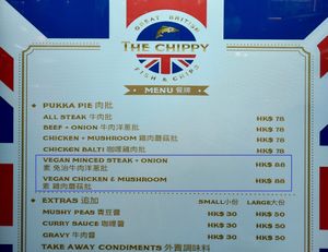Menu at The Chippy in Kowloon