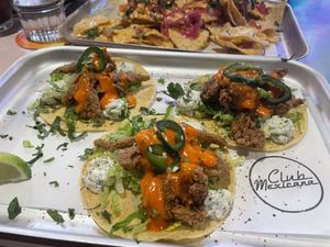 Buffalo oyster mushroom tacos #Veganuary at Club Mexicana - Spitalfields in East London