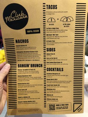 Menu   at Club Mexicana - Spitalfields in East London