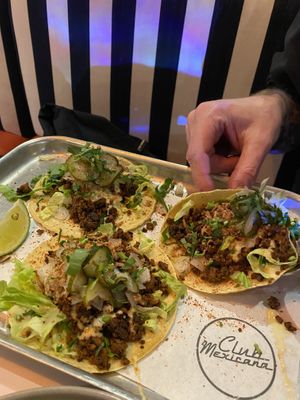 Cheeseburger tacos   at Club Mexicana - Spitalfields in East London