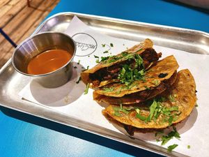 Birria Tacos, deliciously messy. at Club Mexicana - Spitalfields in East London