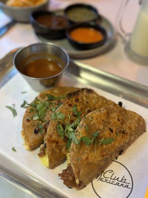 Birrata tacos  at Club Mexicana - Spitalfields in East London