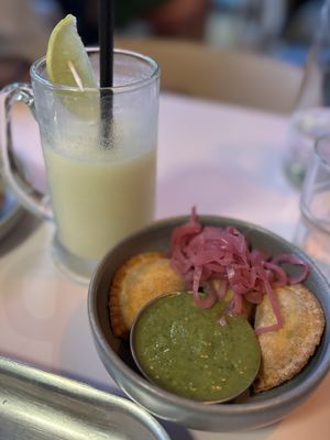 Empanadas and Pima colada  at Club Mexicana - Spitalfields in East London
