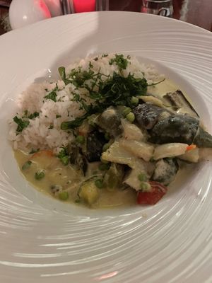 Vegan vegetable Thai curry  at The Red Lion in Badlesmere