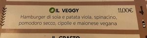 Menu burger veggy  at Cheers Birreria Gourmet in Turin