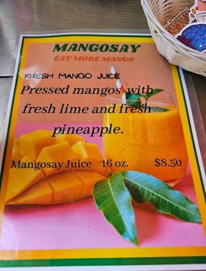 Fresh mango juice at Mangosay in Oakland