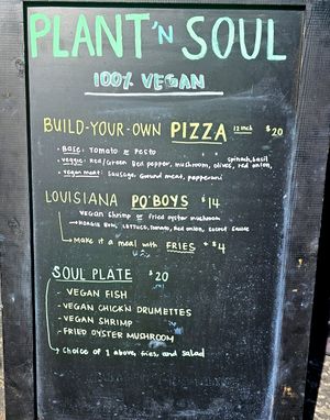 Menu August 20 2023 at Plant and Soul: Vegan Pizzeria in Castro Valley