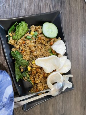 Nasi Goreng Pedas lvl 1 (a bit spicy)  at WSS Warung Sejuta Sayang in Denpasar