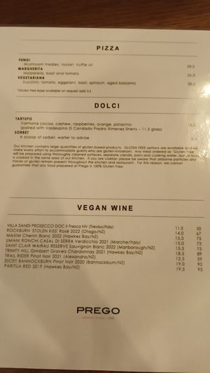 Vegan Menu March 2024 pg2 at Prego Restaurant in Auckland