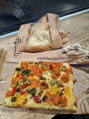 Foccacia and apple slice. Really tasty! at Backstube Tromsoe in Tromsoe