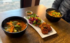 Delicious Jhol momos #Veganuary at The White Lotus Cafe - Gairidhara in Kathmandu