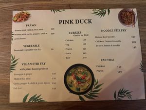 Menu; October 2025  at Pink Duck Thai Kitchen in Durban
