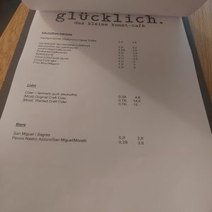 Menu at Glücklich in Trier