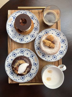 Tiramisu, apple crumble and chocolate tart donuts.  at Scoop 'n Dough in Cascais